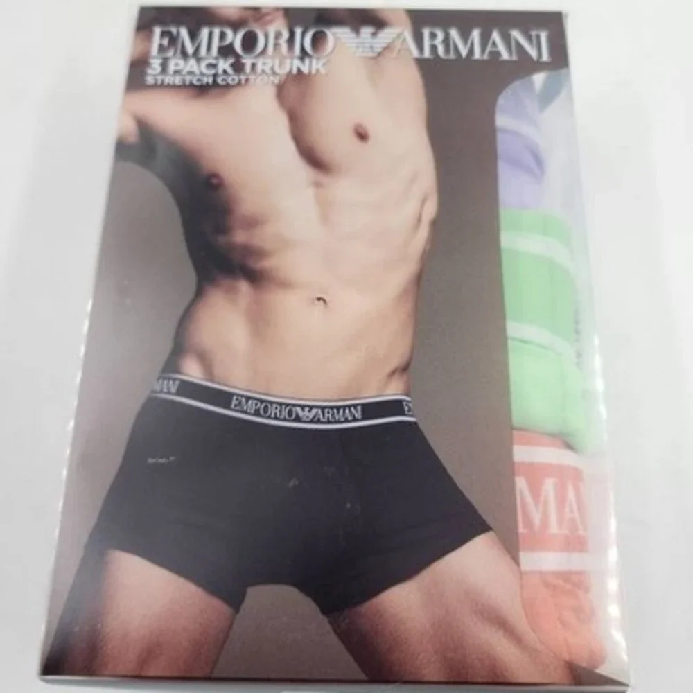 Emporio Armani Pack of 3 Soft Stretch Cotton Logo Trunks Men's XL Multicolor